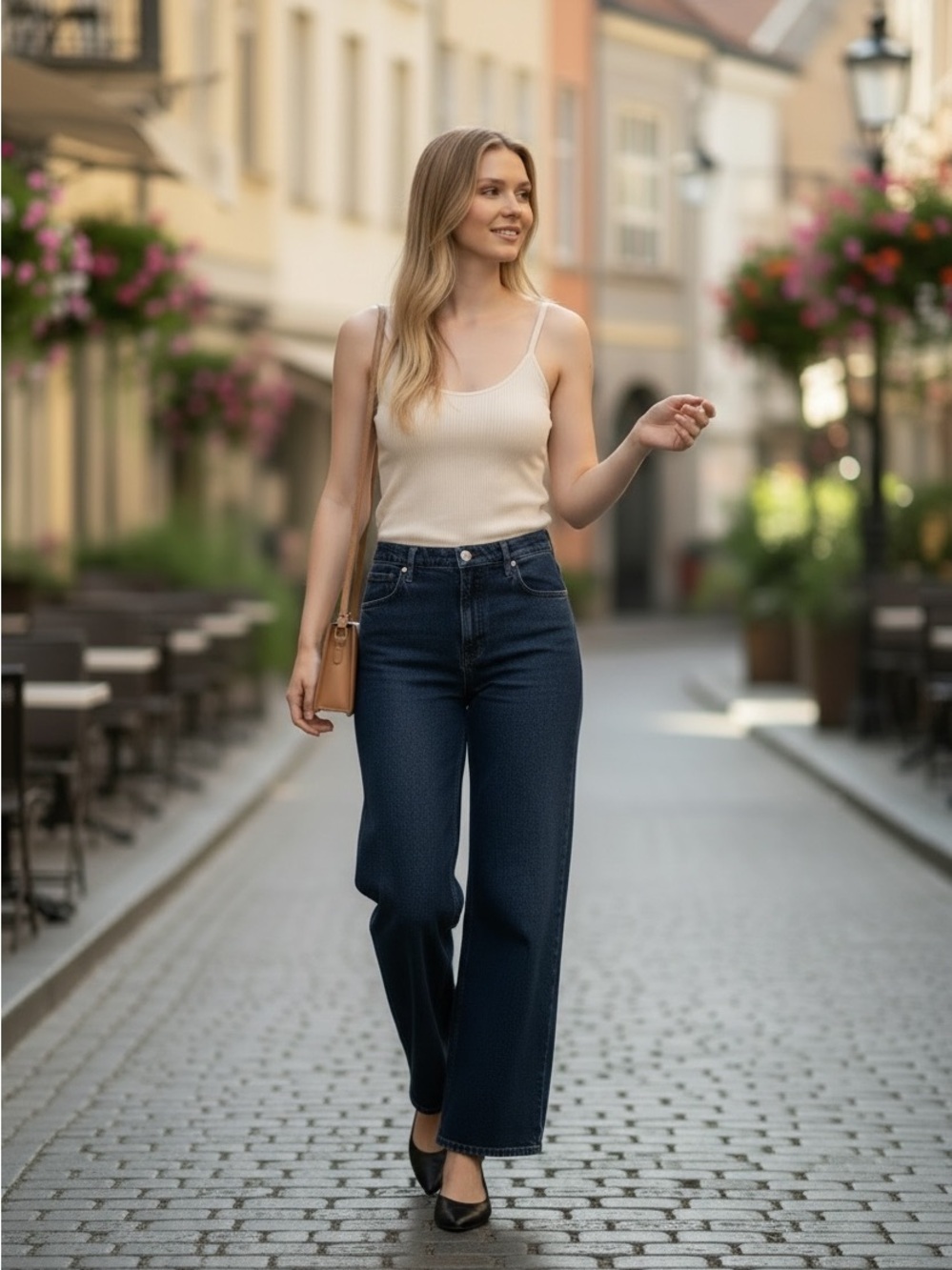 Gap High Rise Wide Leg Jeans Dark Wash Palazzo Denim Pants